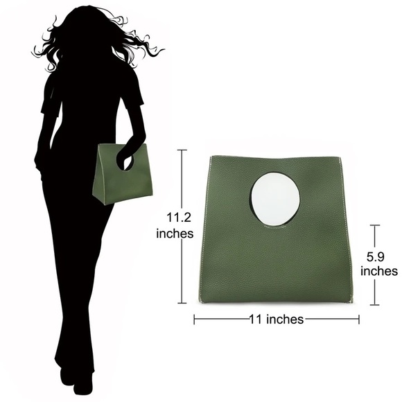 HOXIS Vintage Minimalist Handbag Clutch || Green - Picture 4 of 10